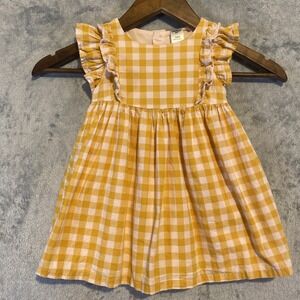 VTG‎ OshKosh B-Gosh Dress Girls Sz 18 M Peachy  Orange Checked Country Prairie